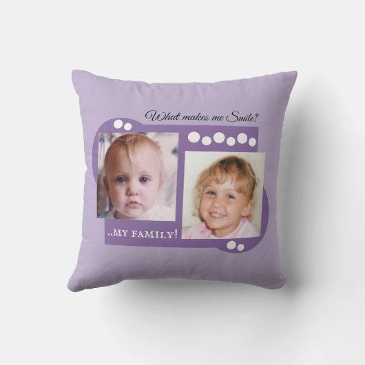 コラージュ自分の写真を紫カスタム色に追加 クッション (裏面)