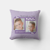 コラージュ自分の写真を紫カスタム色に追加 クッション (正面)
