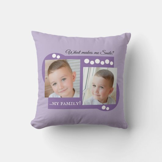 コラージュ自分の写真を紫カスタム色に追加 クッション (正面)