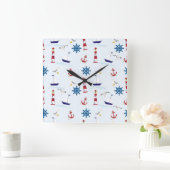 コラージュ航海のウォールクロック スクエア壁時計 (ホーム)