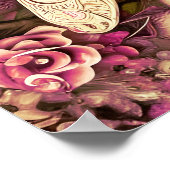 コラージュ蝶とバラ装飾品 ポスター (角)