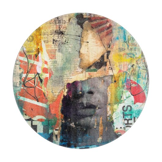 コラージュ頭 カッティングボード (正面)