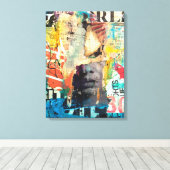 コラージュ頭 キャンバスプリント (インサイチュ (ウッドフロア))