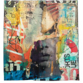 コラージュ頭 シャワーカーテン (正面)