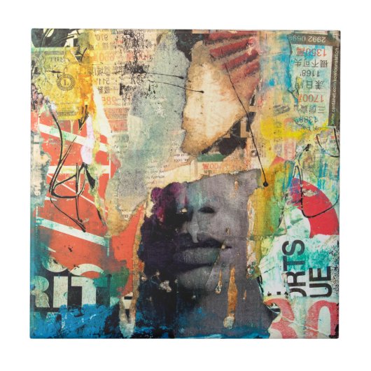 コラージュ頭 タイル (正面)