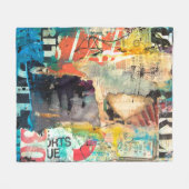 コラージュ頭 フリースブランケット (正面(横))