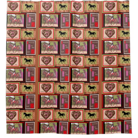 コラージュ馬術馬シャワーカーテン シャワーカーテン (正面)