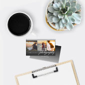 コラージュ3枚の写真付きブラックグラデーション写真 名刺