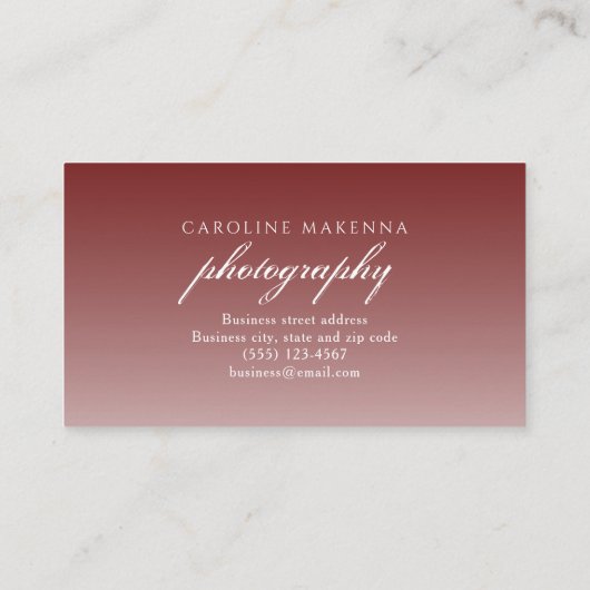 コラージュ3枚写真赤グラデーション写真 名刺 (裏面)