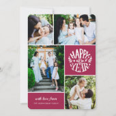 コラージュ4フォト年賀状 |マゼンタ シーズンカード (正面)