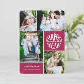 コラージュ4フォト年賀状 |マゼンタ シーズンカード (スタンド正面)