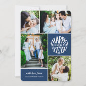 コラージュ4フォト年賀状 |青 シーズンカード (正面)