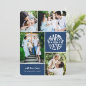 コラージュ4フォト年賀状 |青 シーズンカード (スタンド正面)