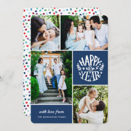 コラージュ4フォト年賀状 |青 シーズンカード