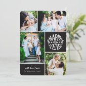 コラージュ4フォト年賀状 |黒 シーズンカード (スタンド正面)