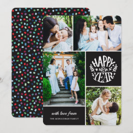 コラージュ4フォト年賀状 |黒 シーズンカード