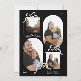 コラージュ4モダン枚の写真数々の黒い弓 セーブザデート