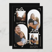 コラージュ4モダン枚の写真数々の黒い弓 セーブザデート (正面/裏面)