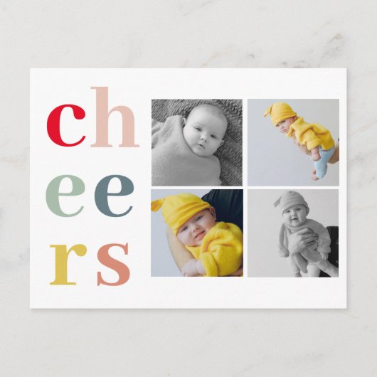 コラージュ4枚の写真 |カラフル応援 ポストカード (正面)