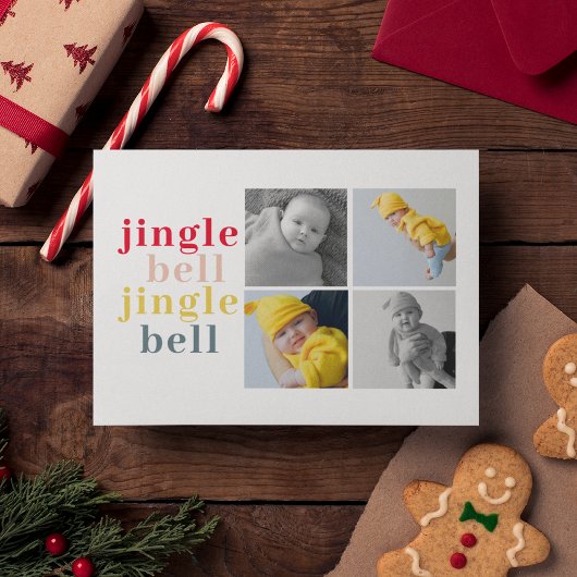 コラージュ4枚の写真 | カラフル Jingle Bell ポストカード