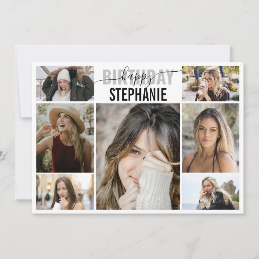 コラージュ |フォトカスタム誕生日グリーティングカード (正面)