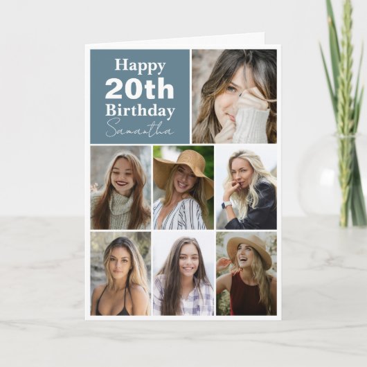 コラージュ |任意の年齢のパーソナライズ誕生日 カード (正面)