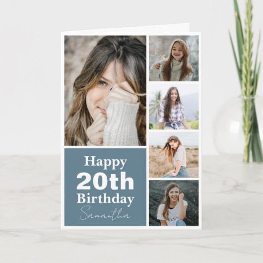 コラージュ |任意の年齢の写真のカスタム誕生日 カード (正面)