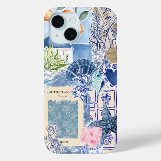 コラージュ、名門私立校風のトレンディーサマーコラージュの電話ケース Case-Mate iPhoneケース (裏面)