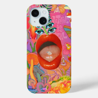 コラージュ、名門私立校風のトレンディーサマーコラージュの電話ケース iPhone 15ケース