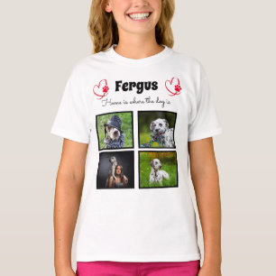 コラージュ – 女の子のカスタマイズ犬の写真メモリ Tシャツ