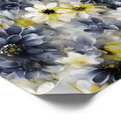 コラージュ、花絵を描のパターン、水色 ポスター (角)