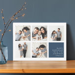 コラージュ | Hanukkahフォトカード シーズンカード<br><div class="desc">ハヌカモダンー写真コラージュカードは、グリッドに配置された5つの正方形の写真を備え、あなたの個人的な休日のメッセージと右下の軽いスモークなネイビーブルーの上の白の名前。写真シンプルを見せミニマルるデザインとハヌカーお気に入りの。</div>