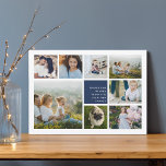 コラージュ | Hanukkahフォトカード シーズンカード<br><div class="desc">ハヌカモダンー写真コラージュカードには、グリッドのレイアウトに配置された8枚の写真が含まれ、あなたの個人的な休日のメッセージと豊かなネイビーブルーの上に白の名前が付いている。写真シンプルを表すミニマルデザインと写真お気に入りの。</div>