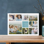 コラージュ | Hanukkahフォトカード シーズンカード<br><div class="desc">ハヌカモダンー写真コラージュカードは、グリッドに配置された8枚の写真を備え、あなたの個人的な休日のメッセージとアクア上の白い名前を持つ。写真シンプルを表すミニマルデザインと写真お気に入りの。</div>