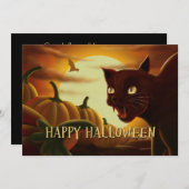 コラーブラックキャットハロウィーン招待状 招待状 (正面/裏面)