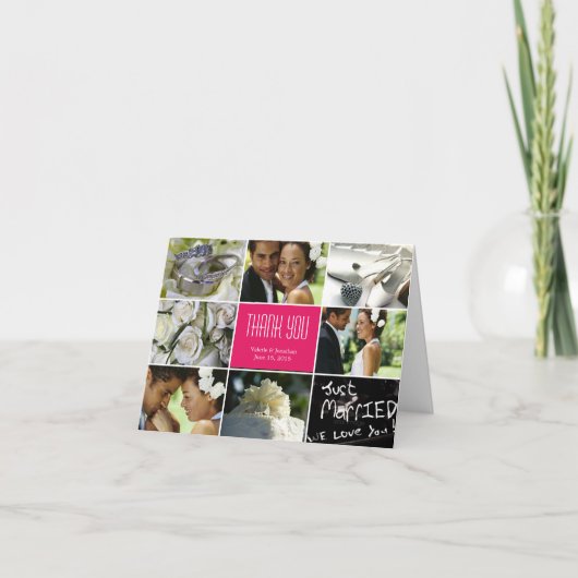 コラー結婚ジュサンキューカード-明るい赤紫色 サンキューカード (正面)