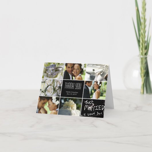 コラー結婚ジュサンキューカード-黒 サンキューカード (正面)