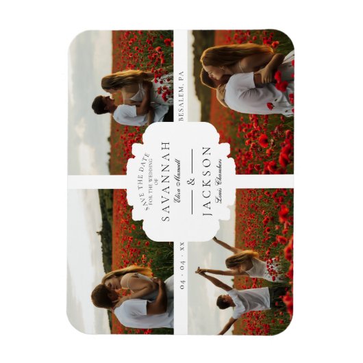 コラー結婚ジュ4カスタム写真ミニマリモダンスト マグネット (縦)