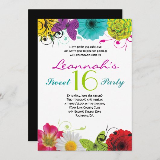 コラ熱狂するージスウィート16招待状 招待状 (正面/裏面)