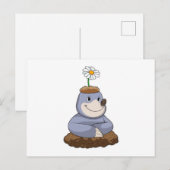 コリとダリアの花 ポストカード (正面/裏面)