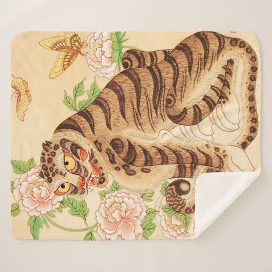 コリアストライプのンタイガーヴィンテージミンファ シェルパブランケット (正面(横))