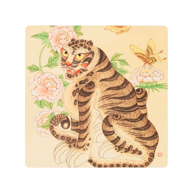 コリアストライプのンタイガーヴィンテージミンファ メタルプリント (正面)