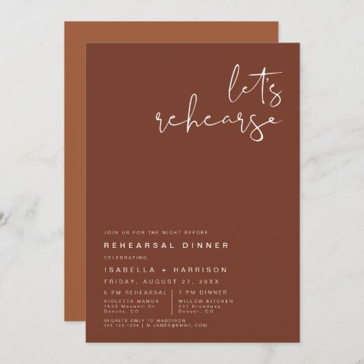 コリアンダーテラコッタ&ラストリハーサルディナー 招待状 (正面/裏面)