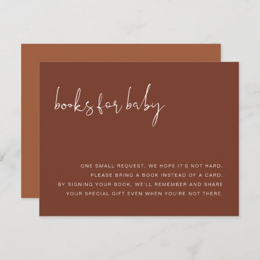 コリアンダーボホテラコッタとベビー用の錆び本 招待状 (正面/裏面)