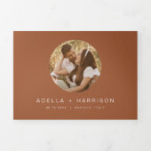 コリアンダーボホテラコッタバーンオレンジ結婚ズ 三つ折り招待状 (カバー)