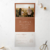 コリアンダーボホテラコッタバーンオレンジ結婚ズ 三つ折り招待状 (内部)