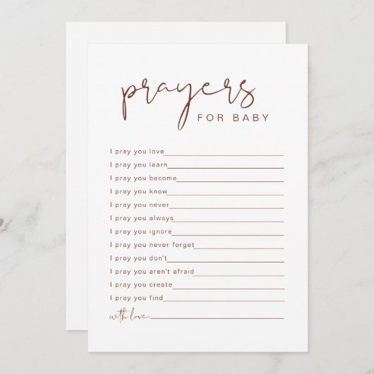 コリアンダーラストボホ祈りの言葉ズベビーカード 招待状 (正面/裏面)