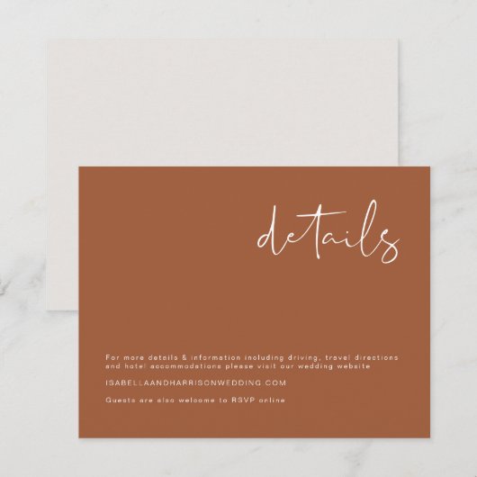 コリアンダー - ボヘミアンの燃えたオレンジ色のモダンなミニマルデザイン 招待状 (正面/裏面)