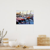 コリオールの美しい赤オレンジブルーグリーンボート ポスター (キッチン)