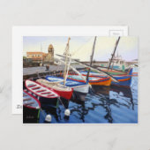 コリオールの美しい赤オレンジブルーグリーンボート ポストカード (正面/裏面)